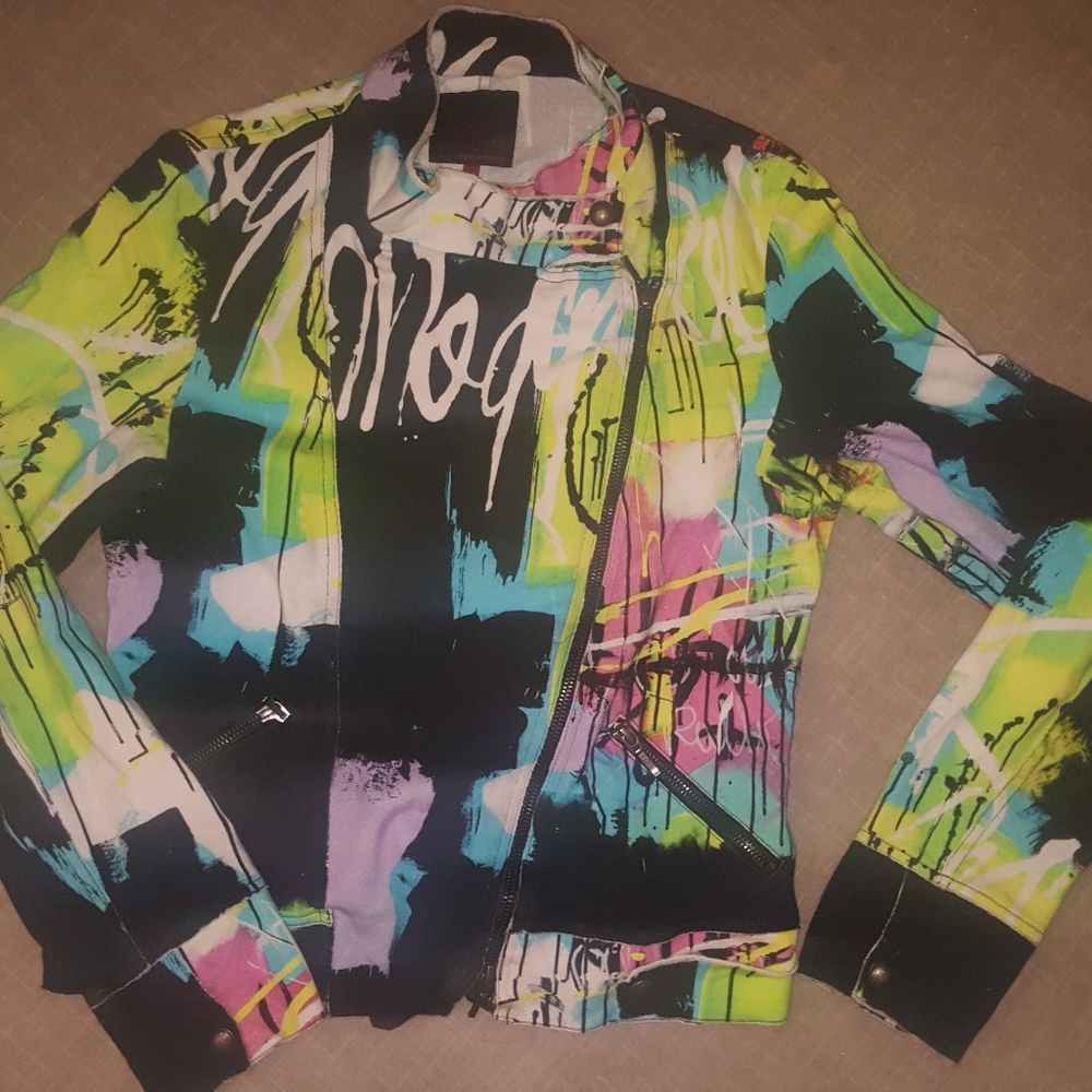 Aventures des Toiles Moto Jacket Abstract Neon